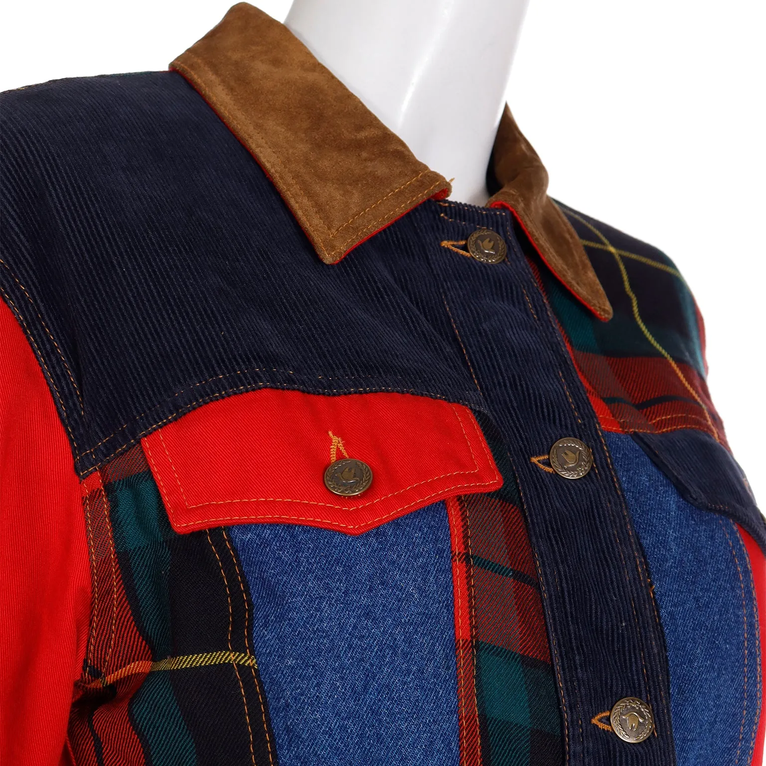 1990s Franco Moschino Patch & Work Vintage Plaid Jacket