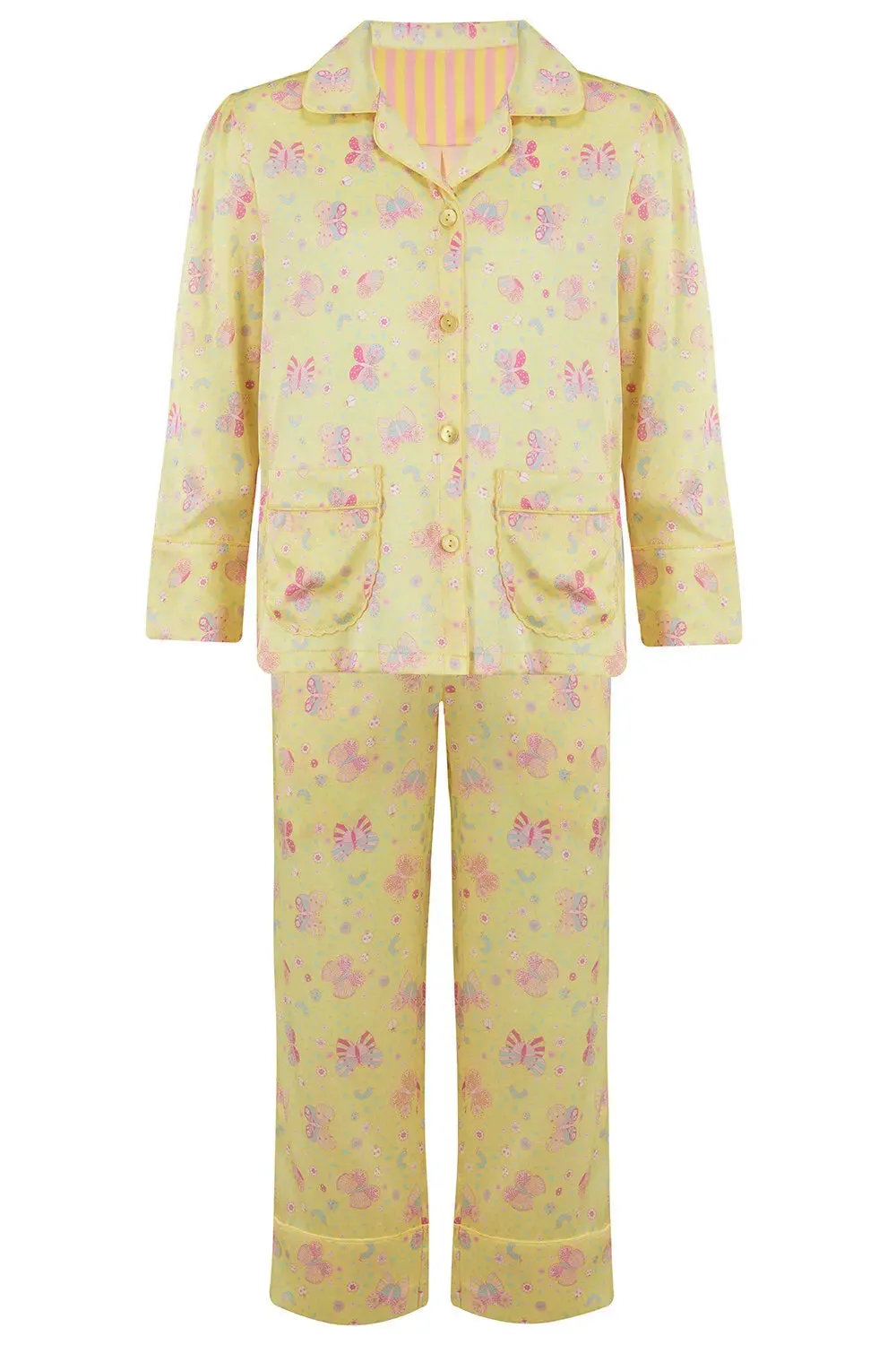 Amelie Lemonade Butterfly Girls Silk Pyjama Set