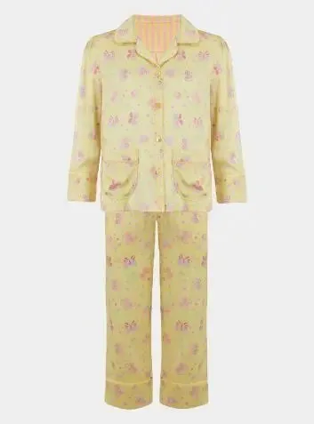 Amelie Lemonade Butterfly Girls Silk Pyjama Set