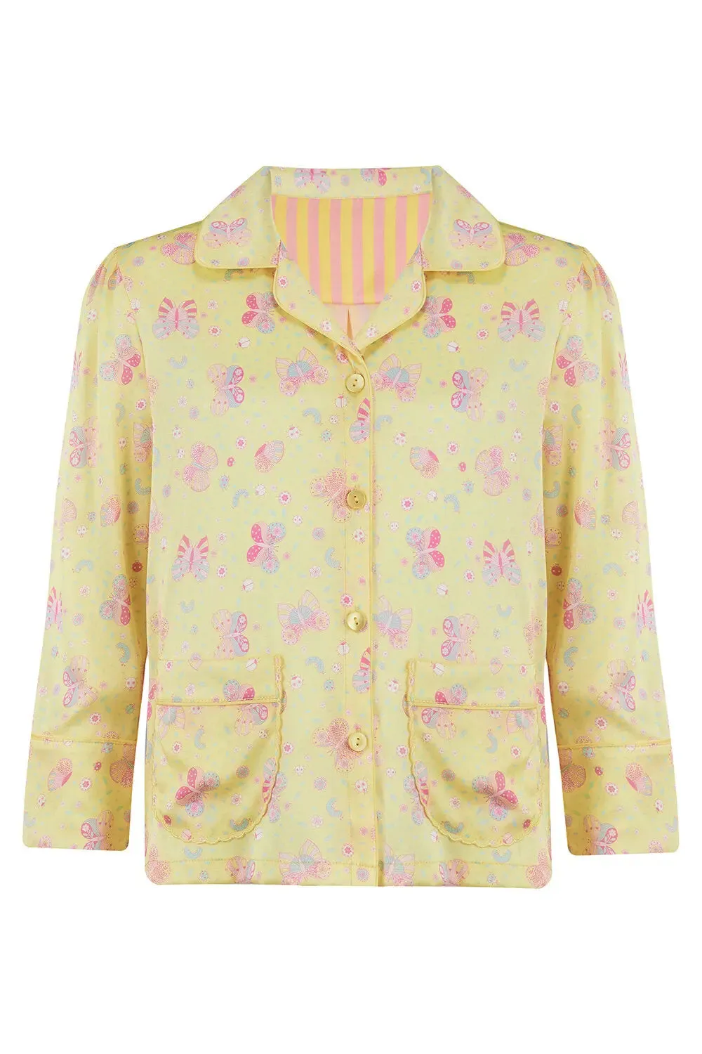 Amelie Lemonade Butterfly Girls Silk Pyjama Set