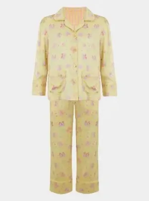 Amelie Lemonade Butterfly Girls Silk Pyjama Set