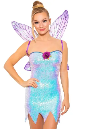 Amozae-hoco dresses -Sparkly Sequin Wing Trim Fairy Elf Halloween Party Mini Dress - Purple