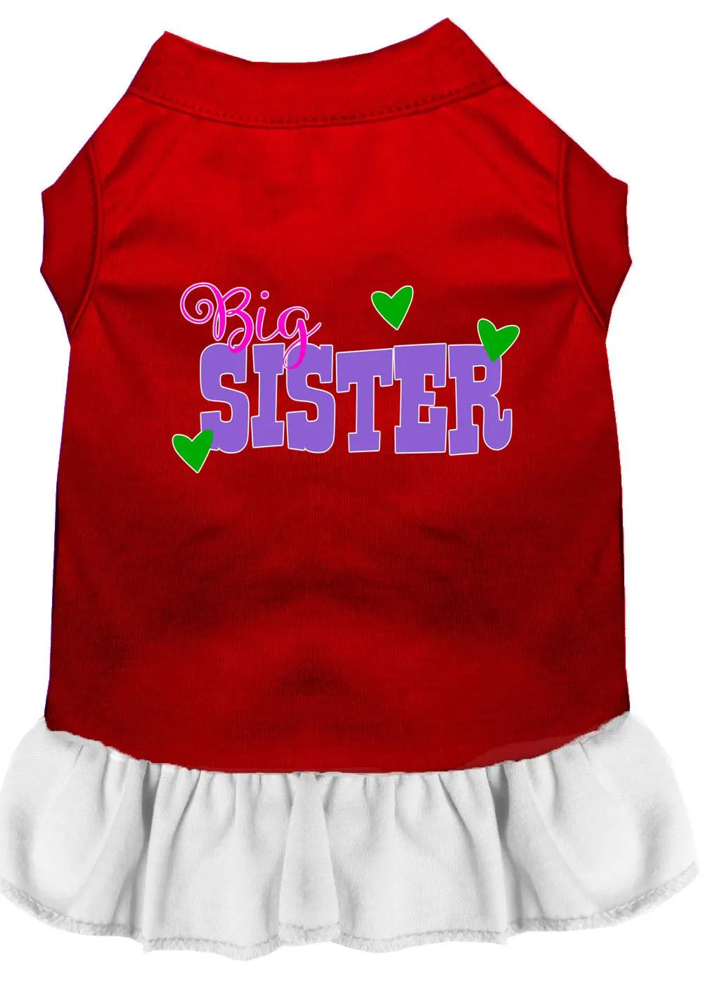 Big Sister Screen Print Dog Dress Red With White Xxl