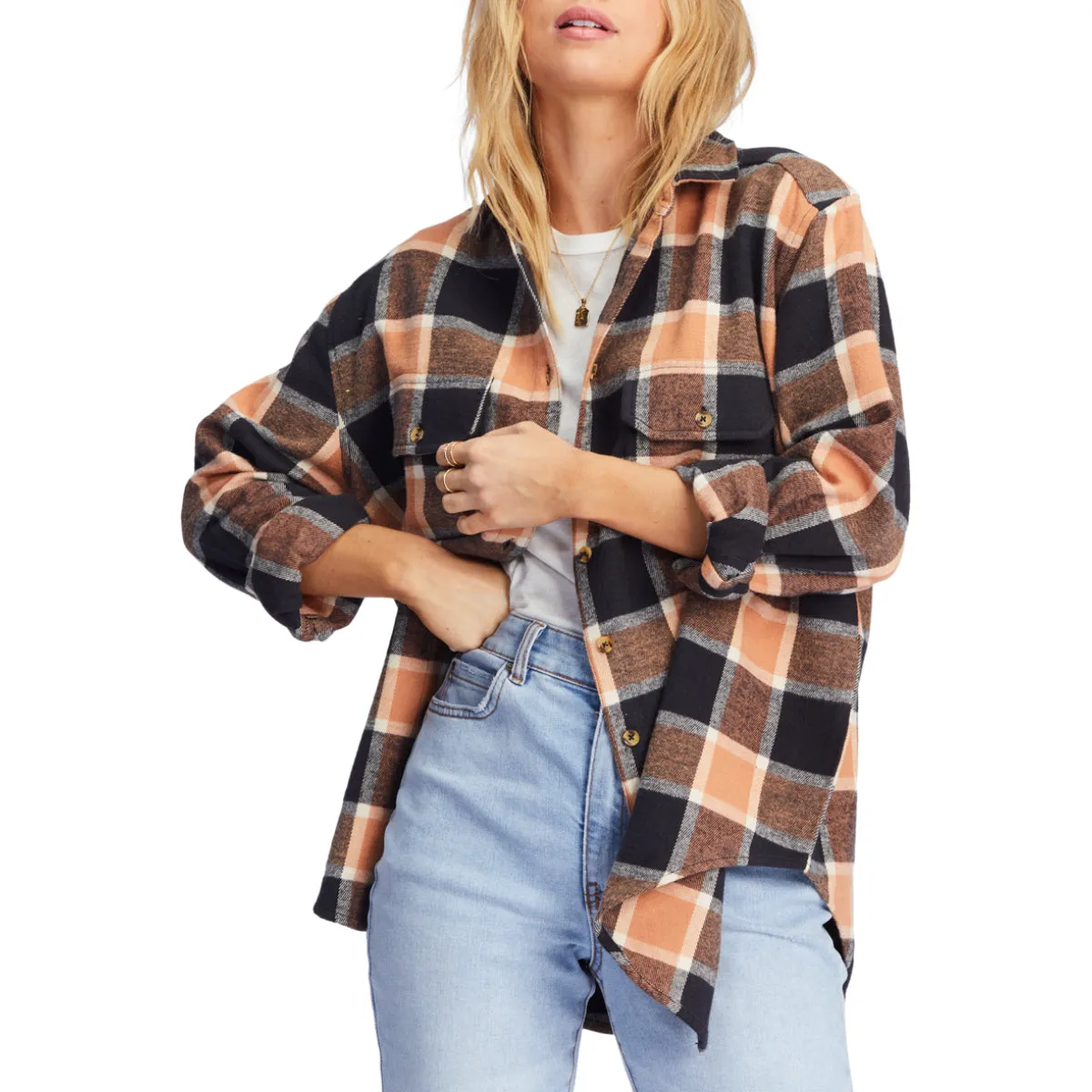 Billabong Women's So Stoked Oversized Button Down Flannel