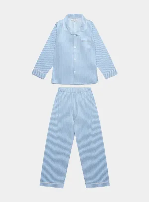 Blue & White Stripe Kid's Organic Cotton Pyjama Trouser Set