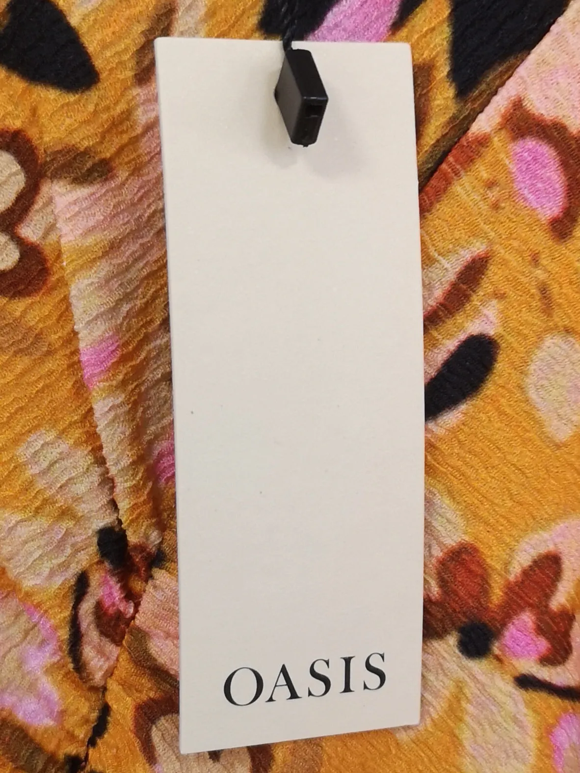 BNWT Oasis Floral Crinkle Gathered Front Detail Orange Midi Dress Size L