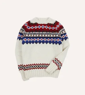 Chamula for Drake's Ecru and Red Fairisle Merino Jumper