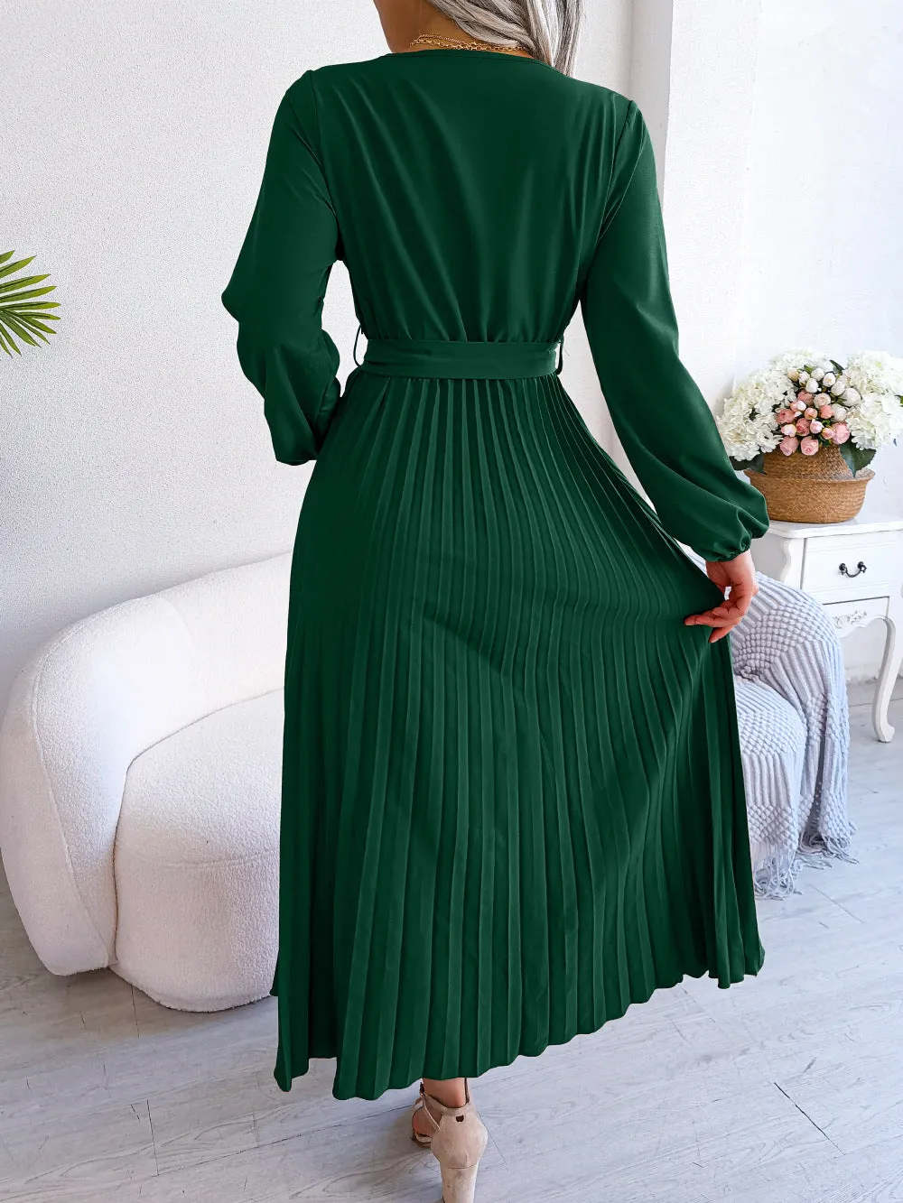 Classy V Neck Long Sleeves Midi Dresses