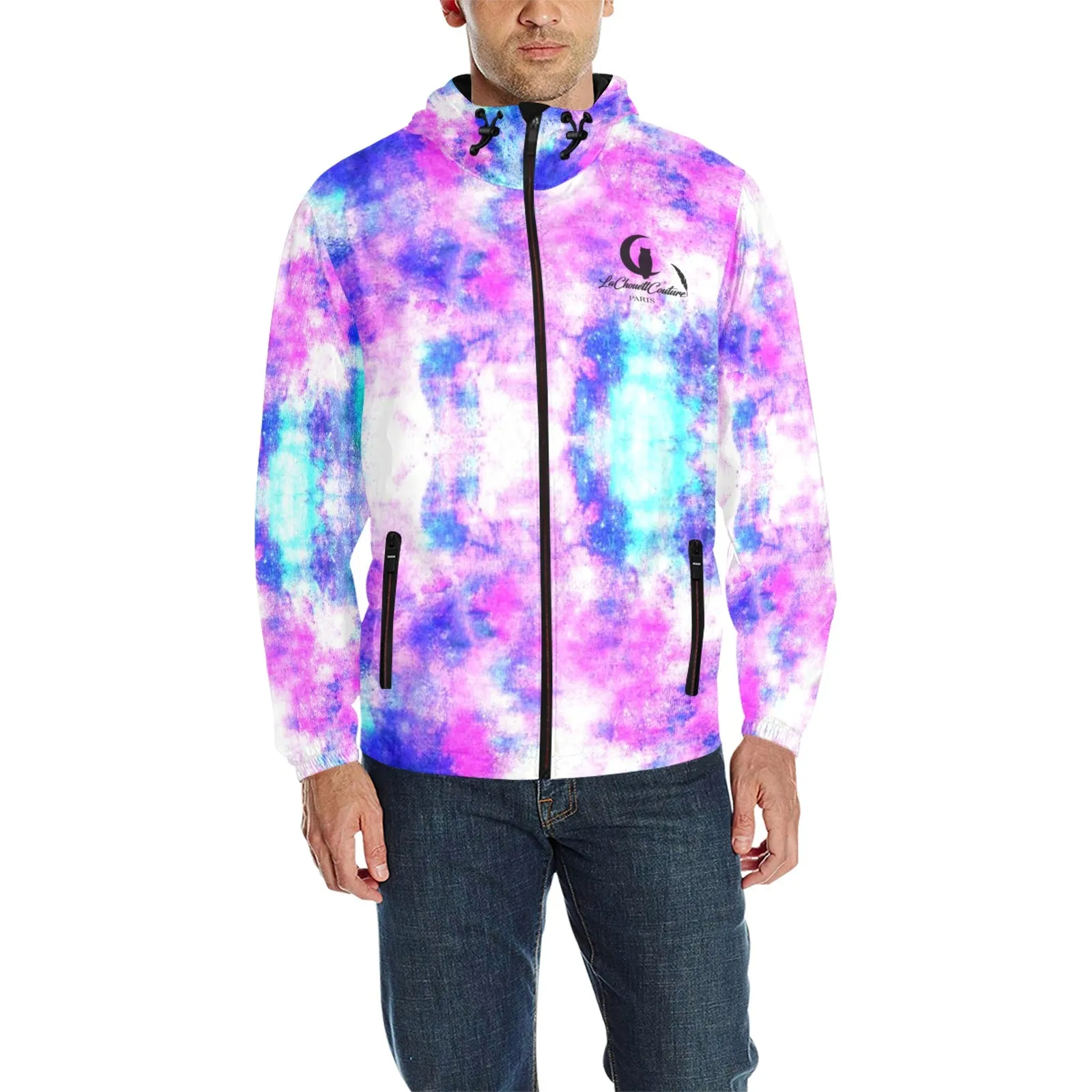 COLORFULL All Over Print Quilted Windbreaker