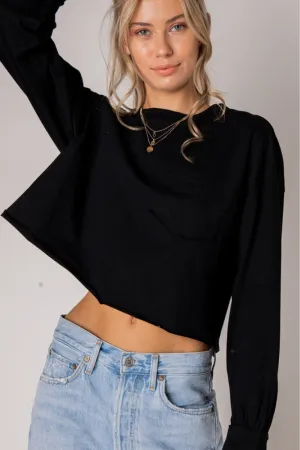 Cotton Long Sleeve Crop Top