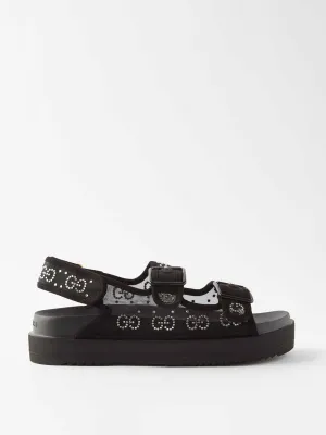 Crystal-embellished black sandals