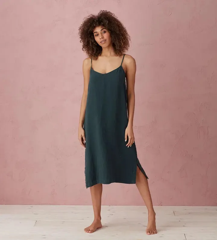 Darkest Spruce Alice 100% Linen Cami Nightie