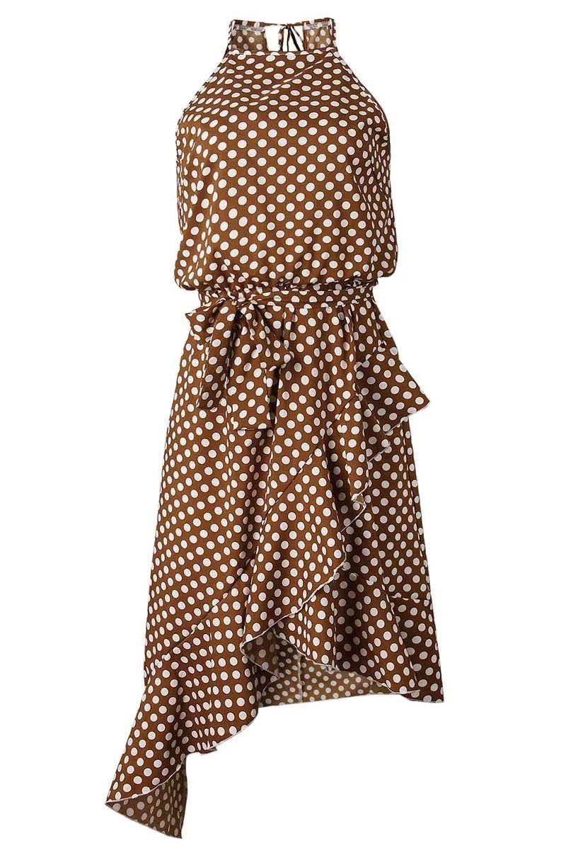 Dunnmall Irregular Polka Dot Dress (3 Colors)