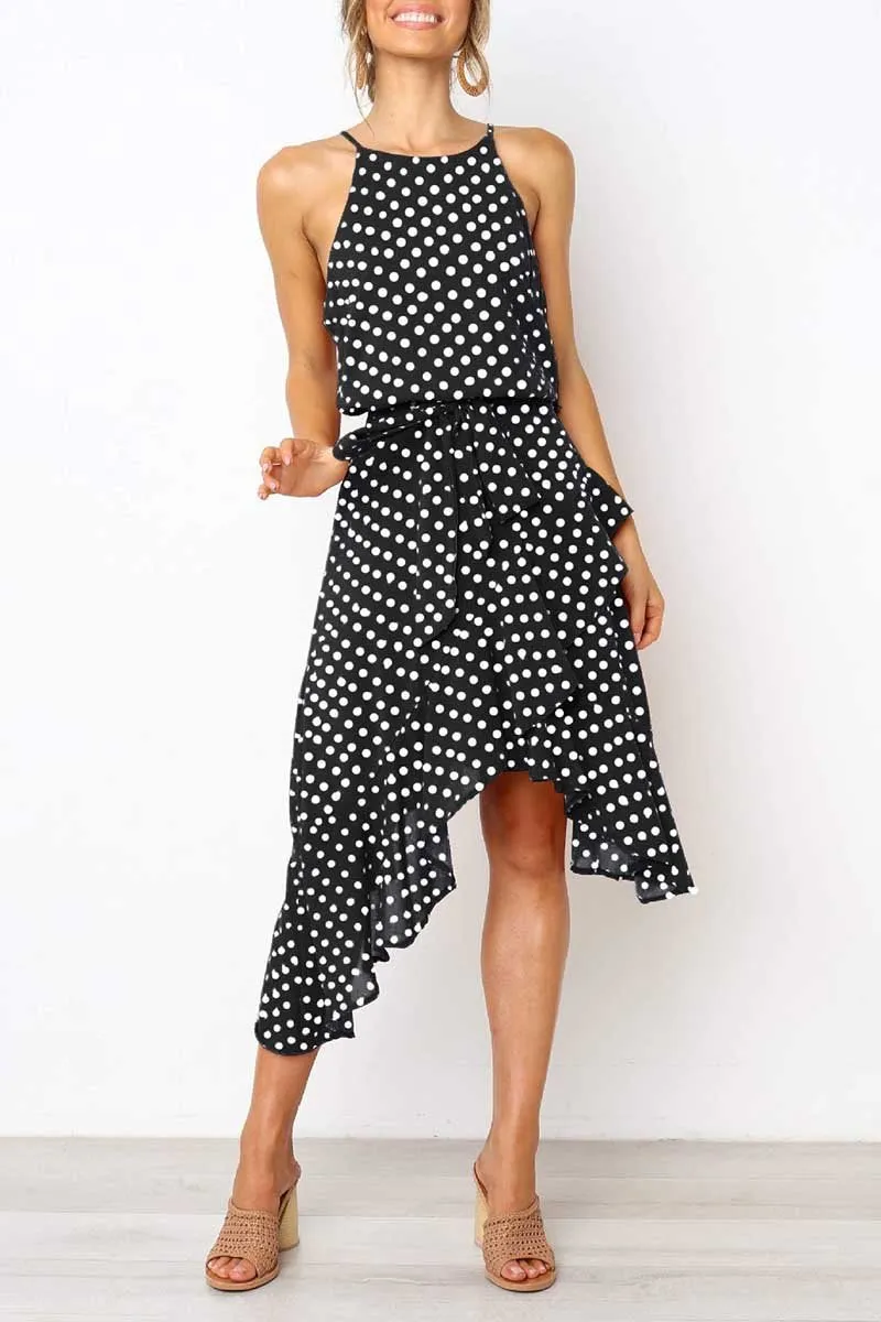 Dunnmall Irregular Polka Dot Dress (3 Colors)