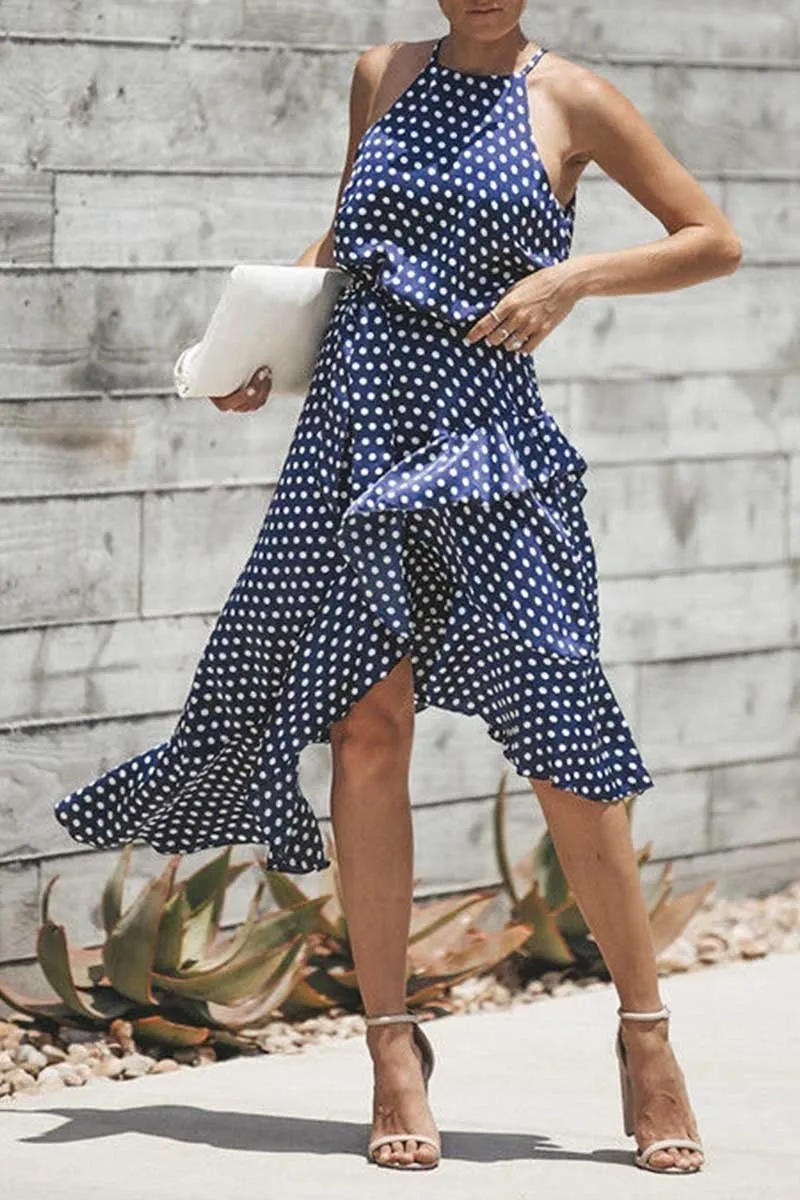 Dunnmall Irregular Polka Dot Dress (3 Colors)