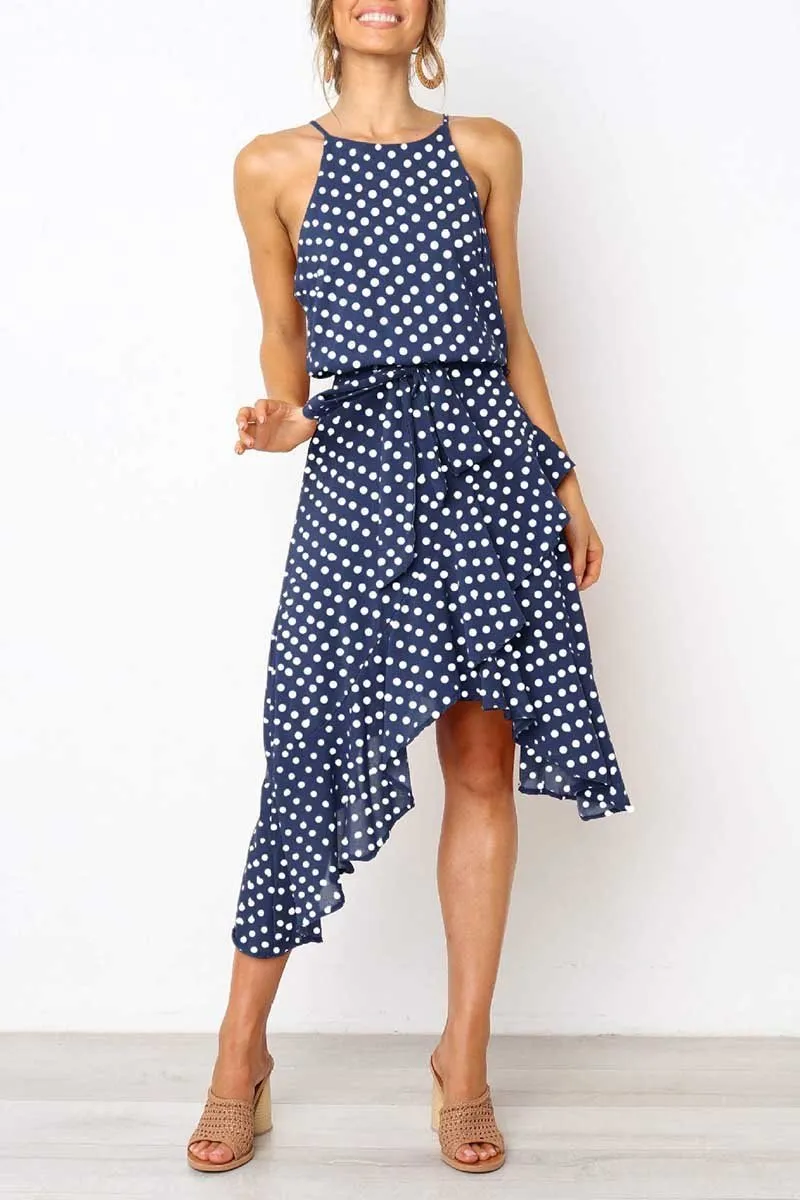 Dunnmall Irregular Polka Dot Dress (3 Colors)