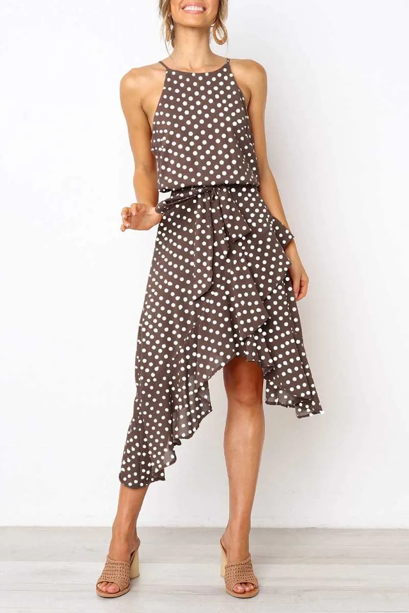 Dunnmall Irregular Polka Dot Dress (3 Colors)