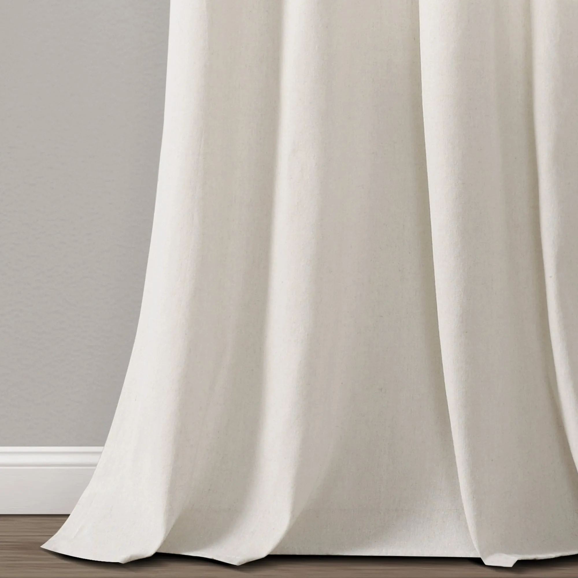 Farmhouse Faux Linen Colorblock Pleated Window Curtains