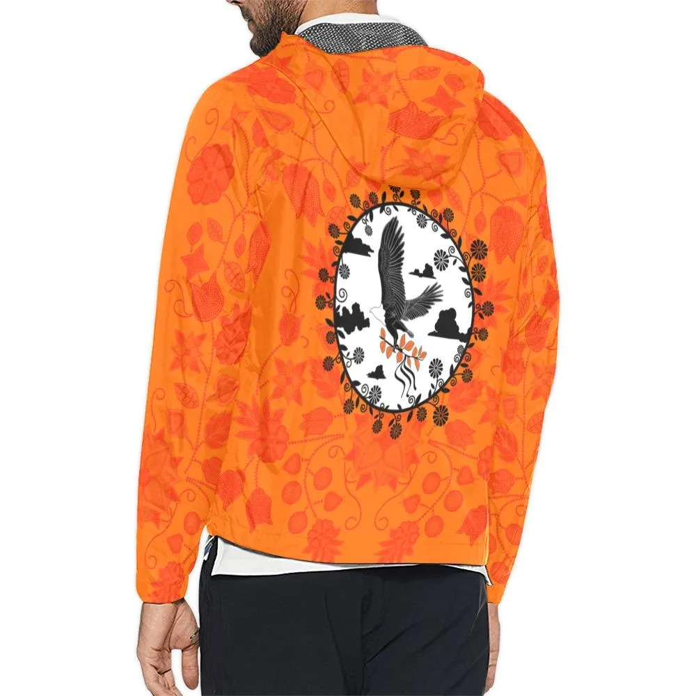 Floral Beadwork Real Orange Carrying Their Prayers Unisex Windbreaker