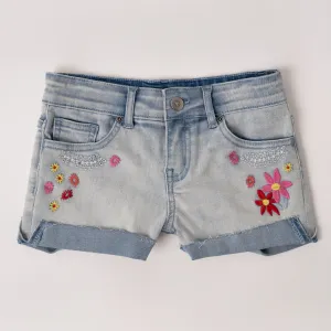 Floral Emb Rolled Jean Short