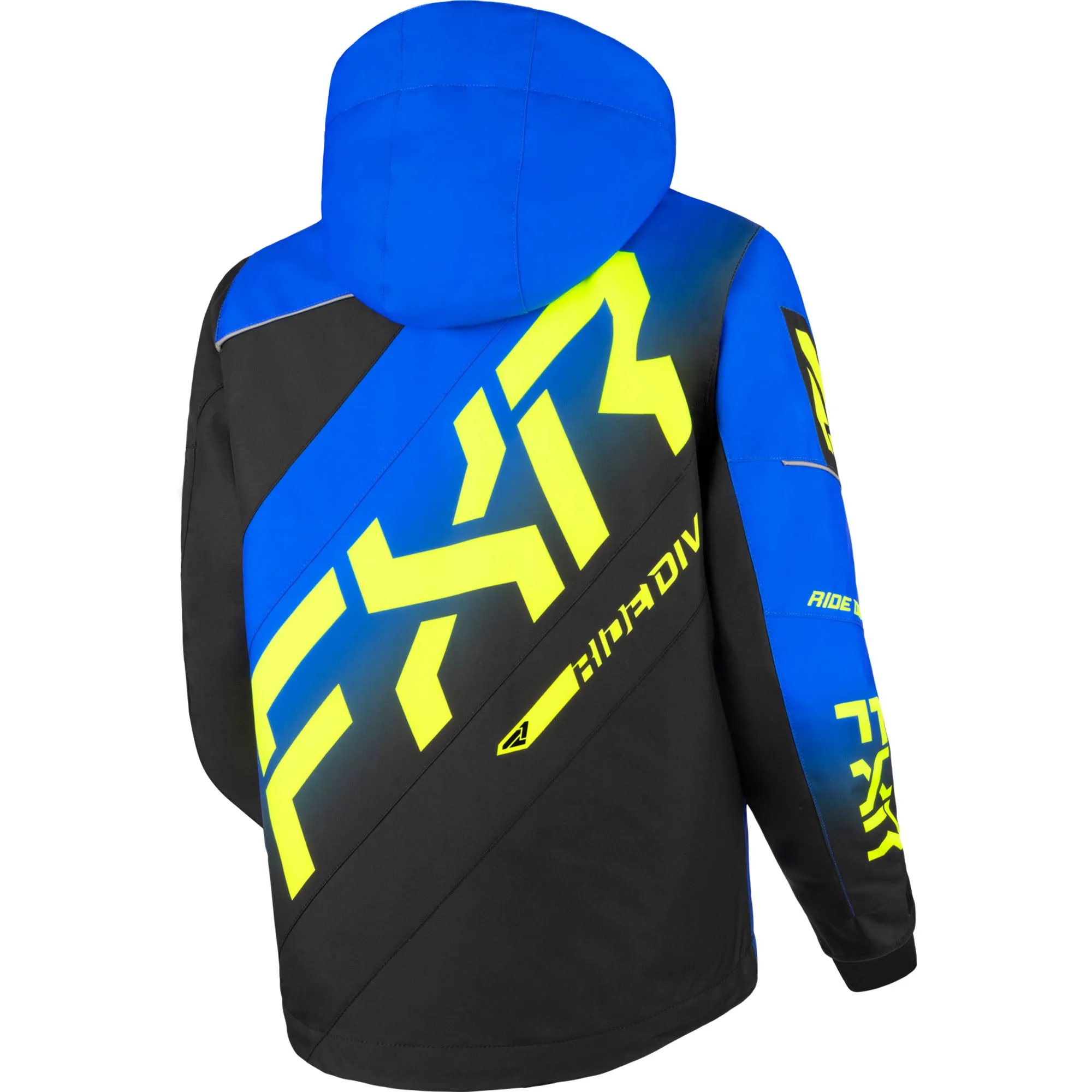 FXR Youth CX Snowmobile Jacket Blue Fade/Black/Hi-Vis