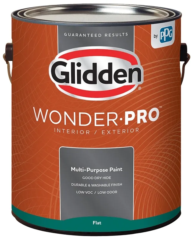 Glidden Wonder-Pro GLWP30WB/01 Interior/Exterior Paint, Flat Sheen, Pastel Base/White, 1 gal :GAL: QUANTITY: 4