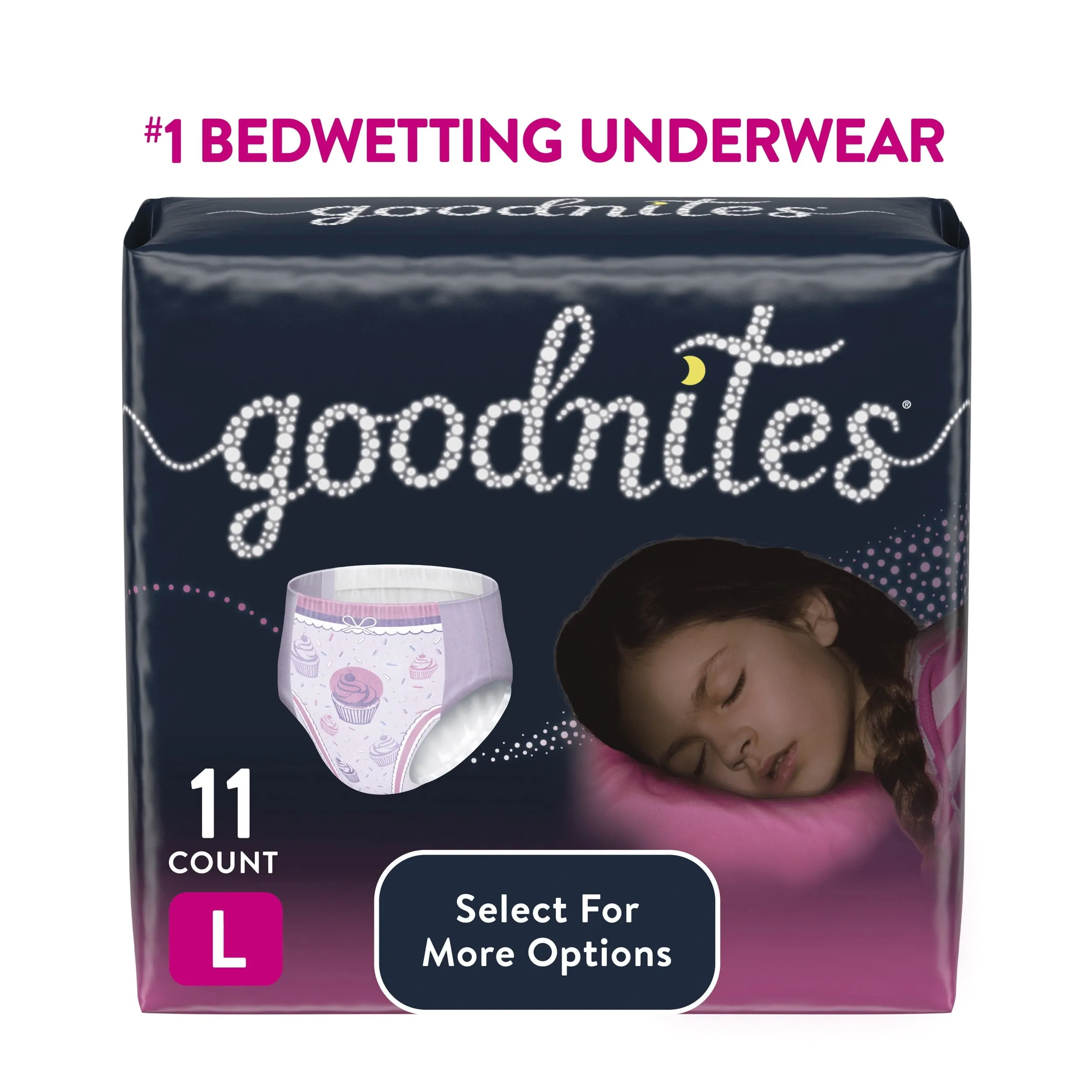 Goodnites Nighttime Bedwetting Underwear for Girls, L, 11 Ct