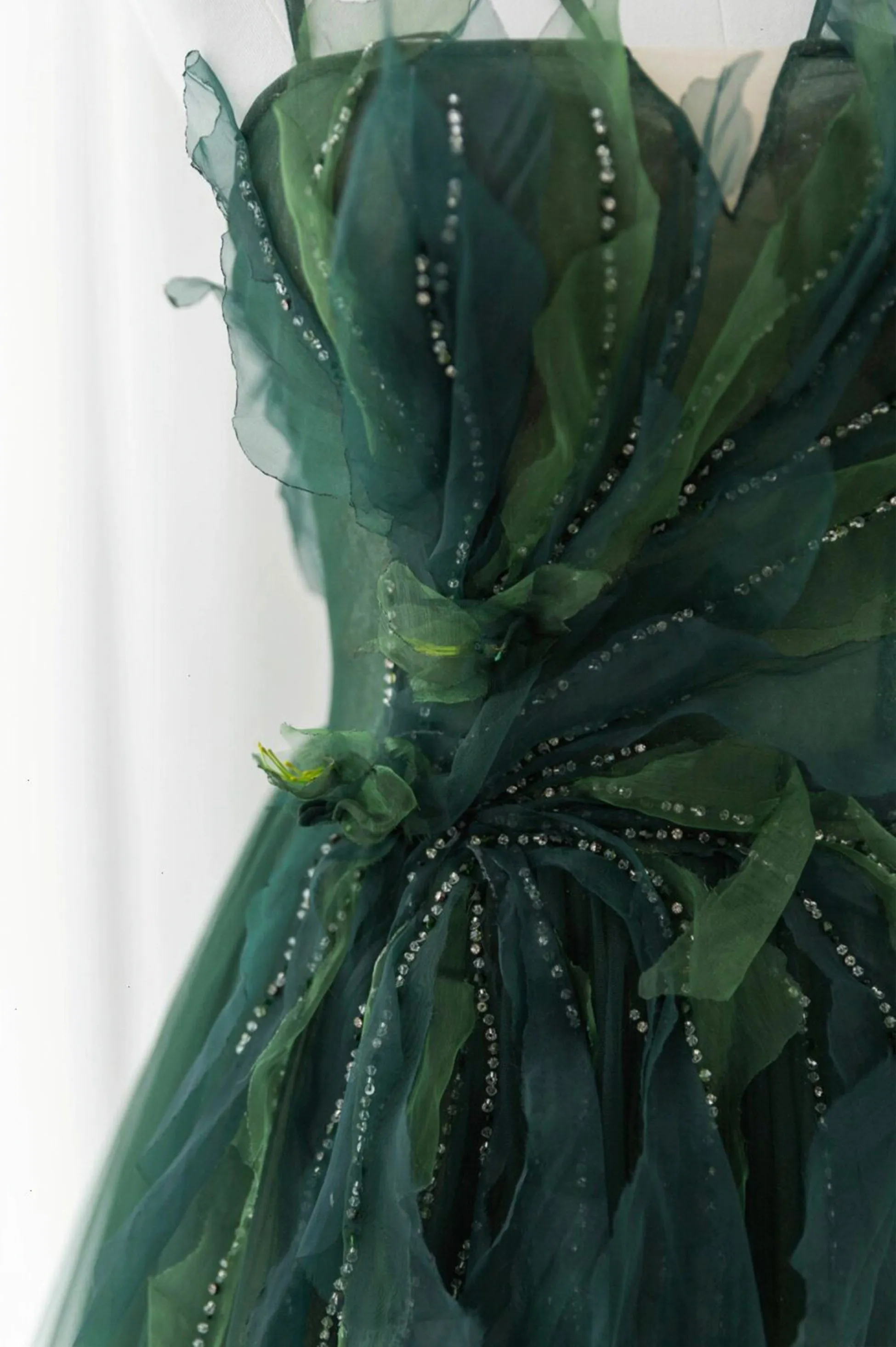 Green Tulle Long A-Line Prom Dress Green Formal Evening Dress