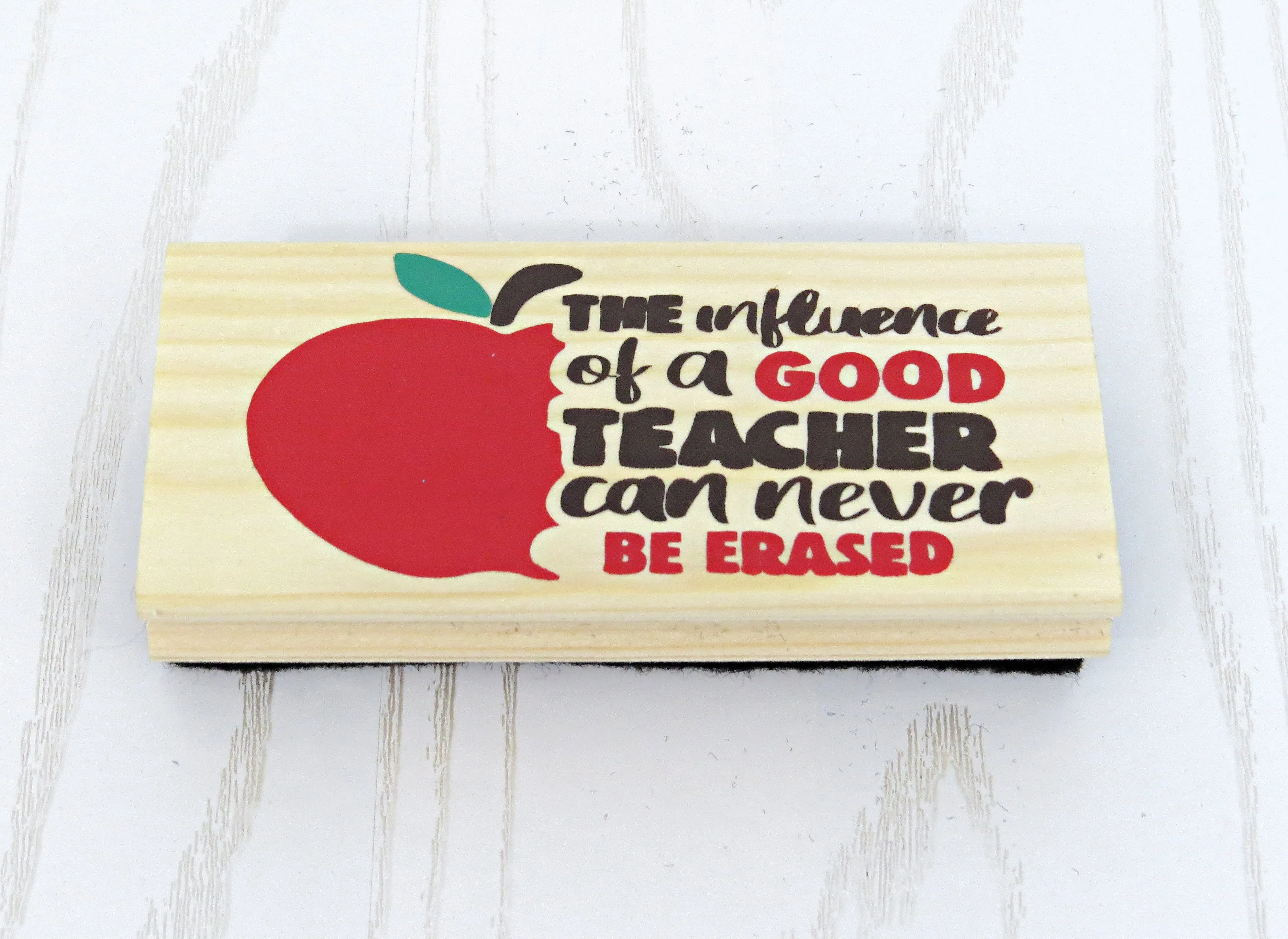 Influence of a Good Teacher Can Never be Erased Teacher Appreciation Gift – Personalized Eraser Set Wood - Thank you Gift - Care Package - Custom End of School Year Week - Chalk Board Chalkboard Dry Erase