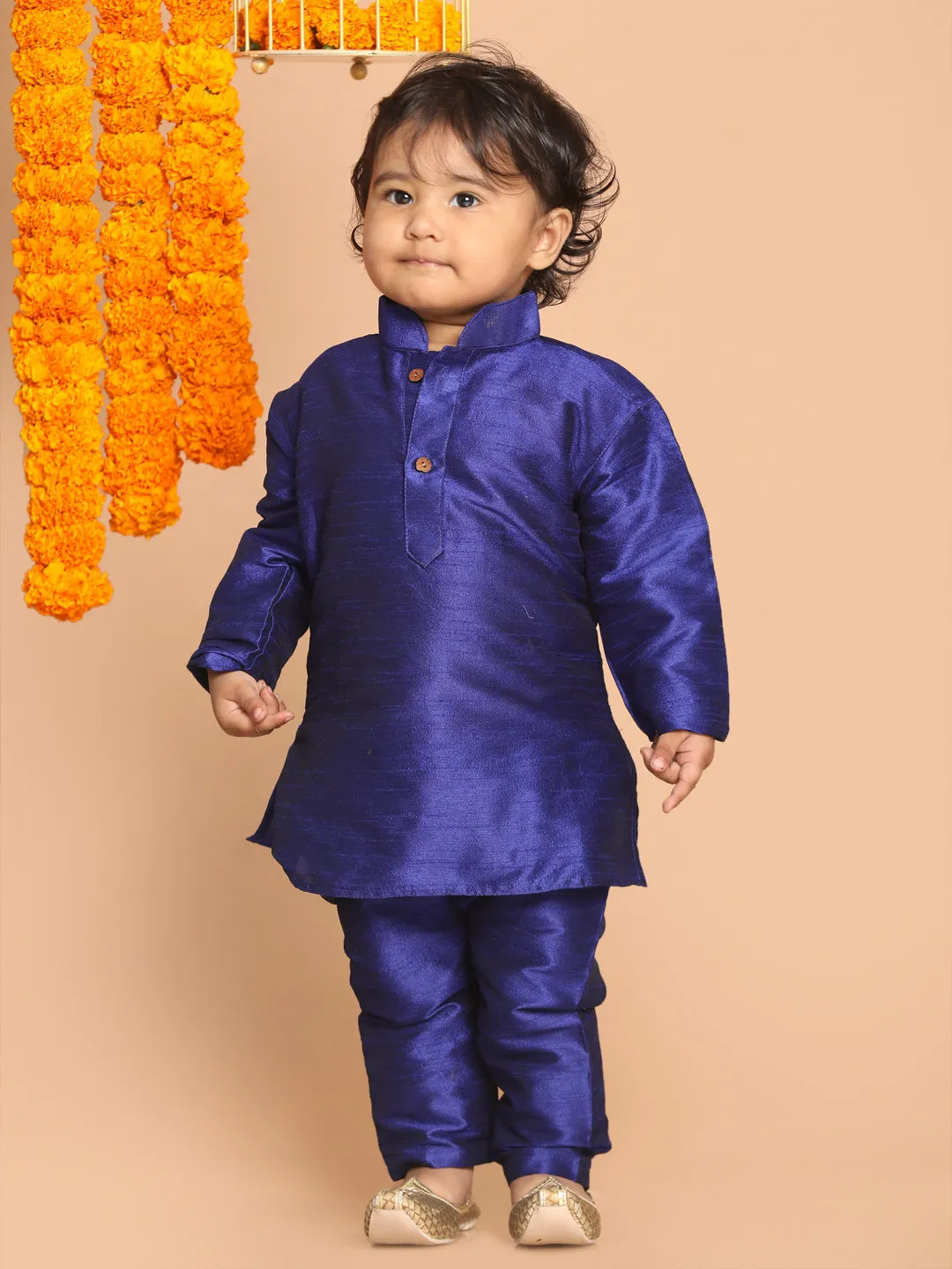 Jashvi SISHU Boy's Blue Kurta With Pyjama Set