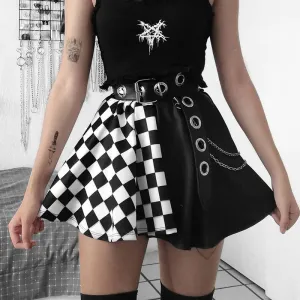 KittenAlarm - High Waist Goth Dark Pleated Mini Skirts