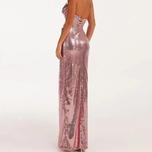 KittenAlarm - Julieta Strapless Sequined Evening Dress