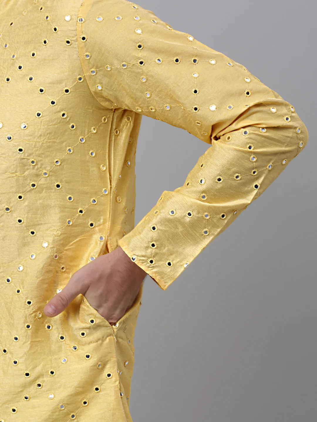 Lemon Mirror Work Kurta Pyjama