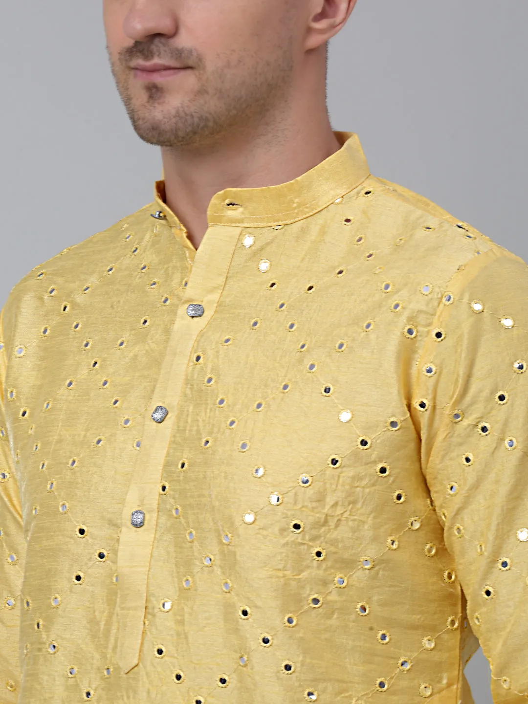 Lemon Mirror Work Kurta Pyjama