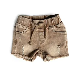 Little Bipsy Cut Off Denim Shorts - Camel Wash