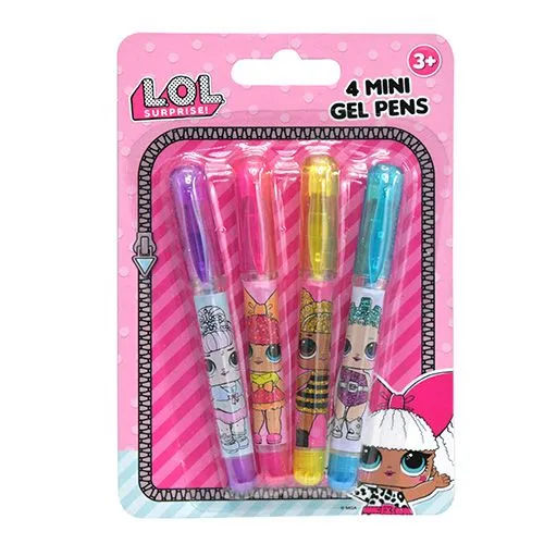 LOL Surprise 4pk Mini Gel Pens on Card - 1.0 mm Point Size, Nontoxic Formula