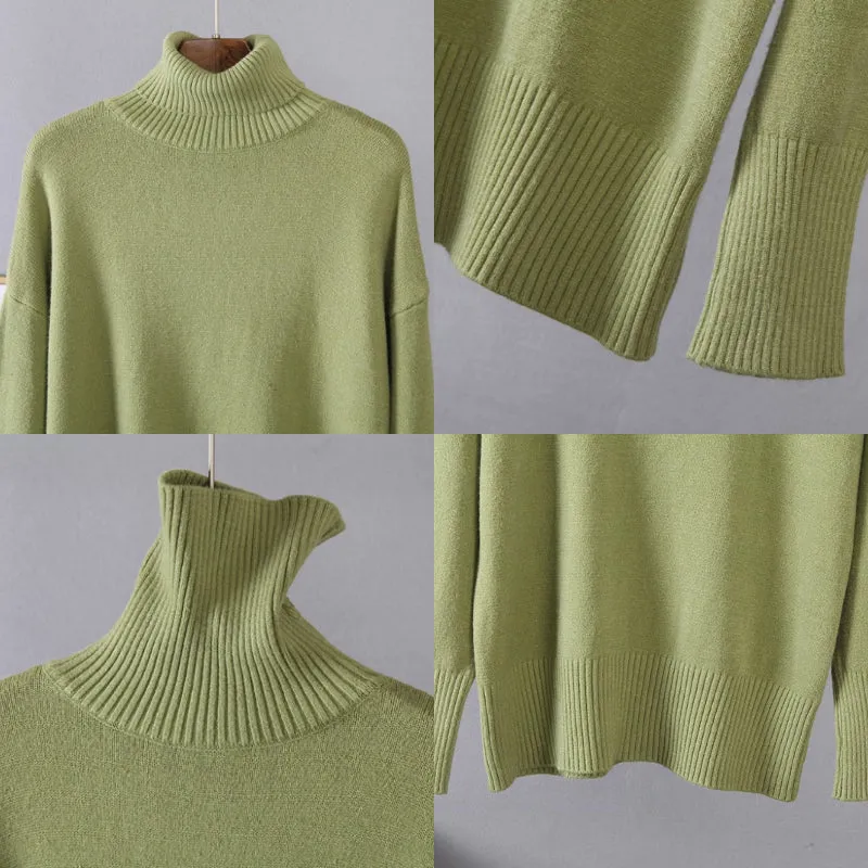 Loose-Fitting Knitted Turtleneck Long Sleeve Pullover Winter Sweaters