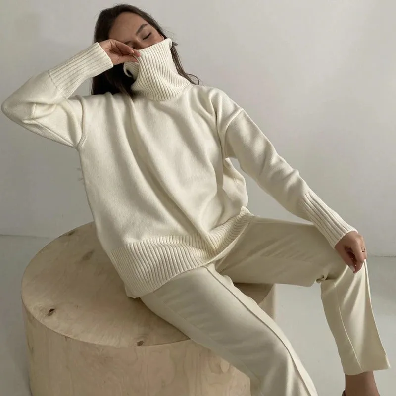 Loose-Fitting Knitted Turtleneck Long Sleeve Pullover Winter Sweaters