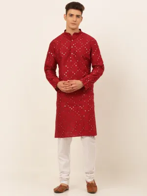 Maroon Mirror Work Kurta Pyjama