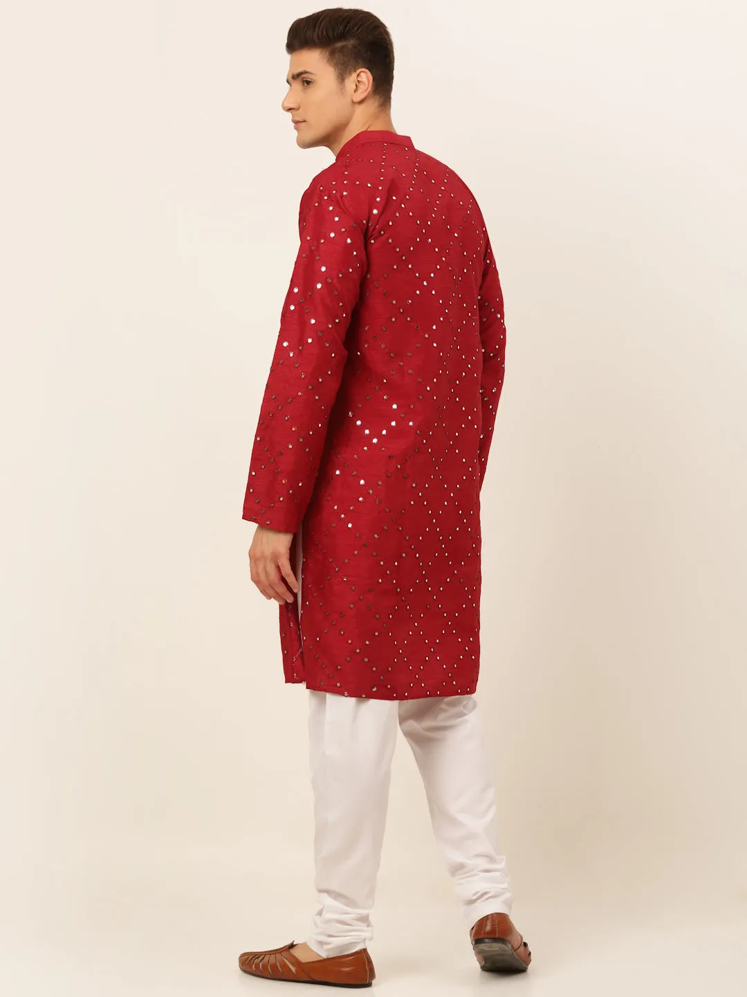 Maroon Mirror Work Kurta Pyjama