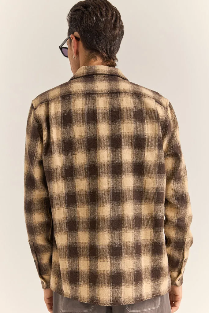 Men's Plaid Long Sleeve Flannel - Brown