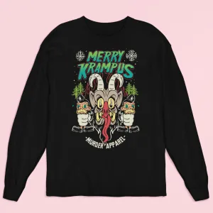 Merry Krampus Retro Long Sleeve Shirt