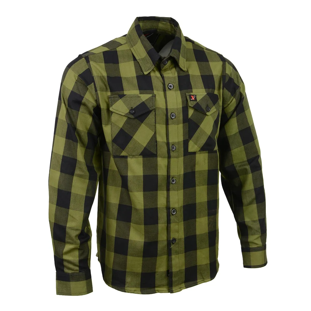 Milwaukee Leather MNG11668 Men's Black and Green Long Sleeve Cotton Flannel Shirt