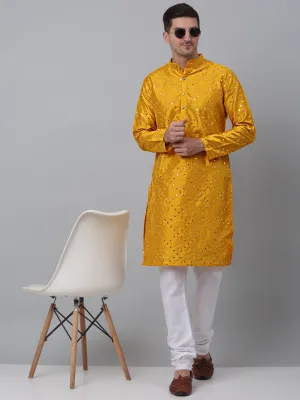 Mustard Mirror Work Kurta Pyjama