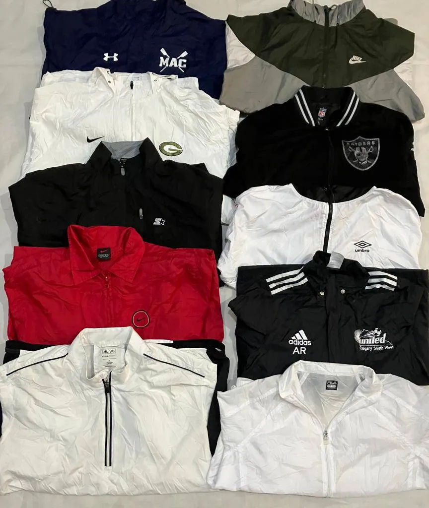 Nike, Adidas, Starter, Fila, NFL, Umbro, and Under Armour Windbreaker - 25 Pieces