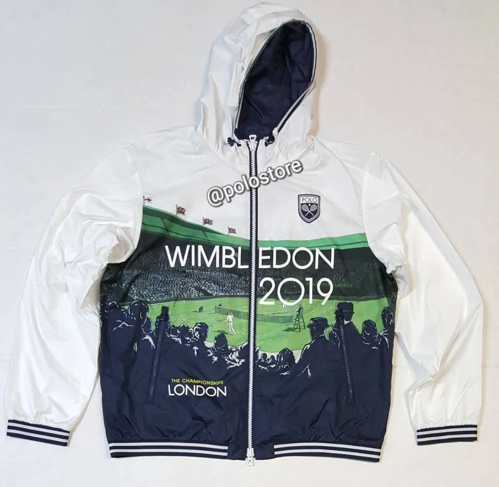 Nwt Polo Ralph Lauren Wimbledon White 2019 Poster Print Zip Up Windbreaker Jacket