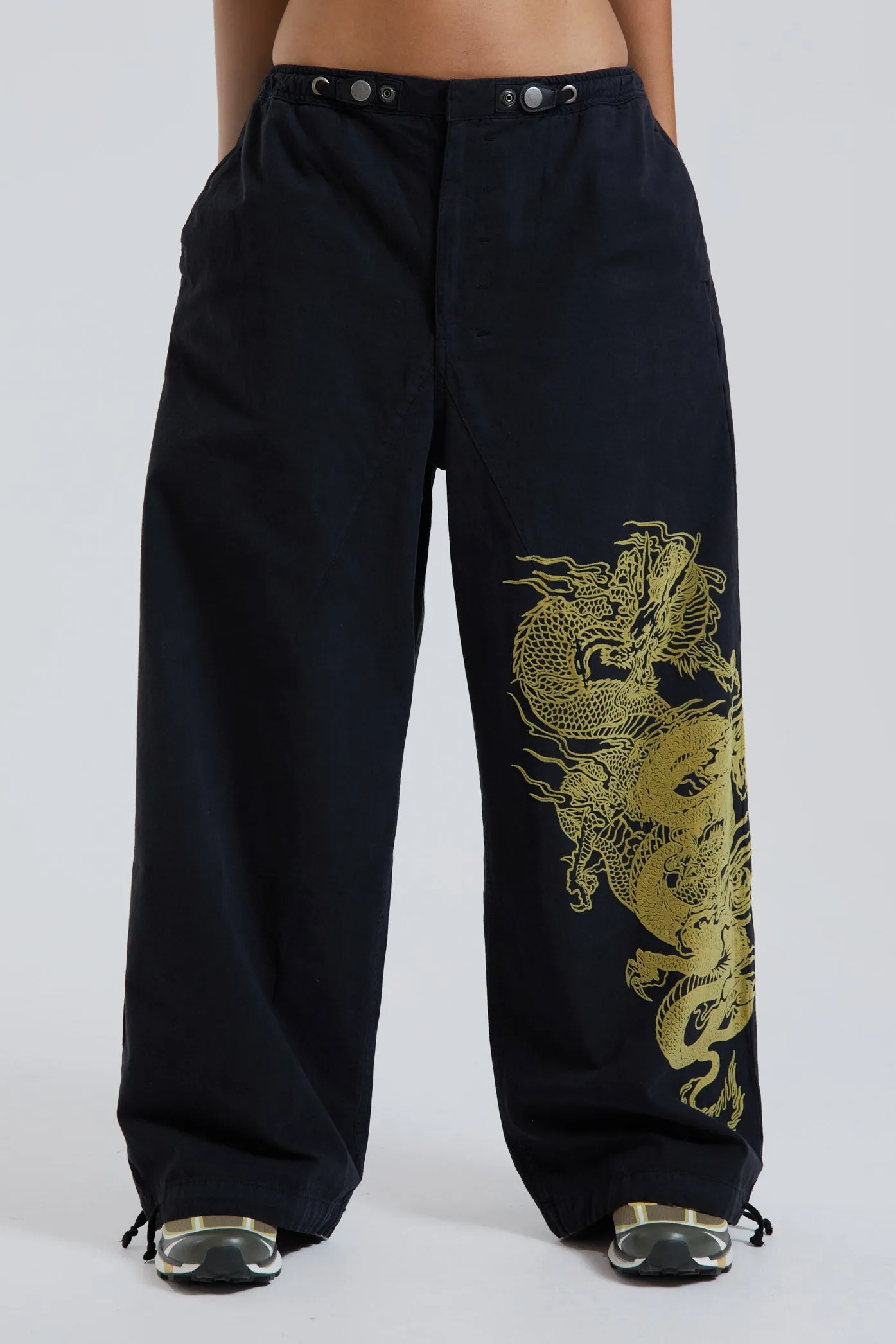 NY Dragon Flock Cargo Pants In Black