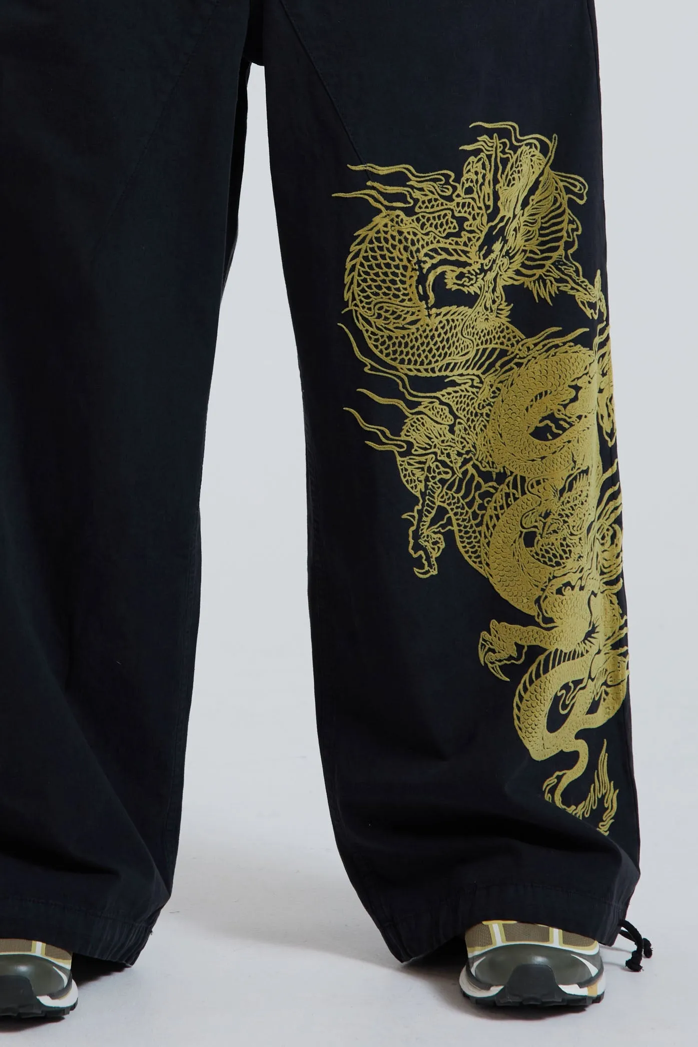 NY Dragon Flock Cargo Pants In Black