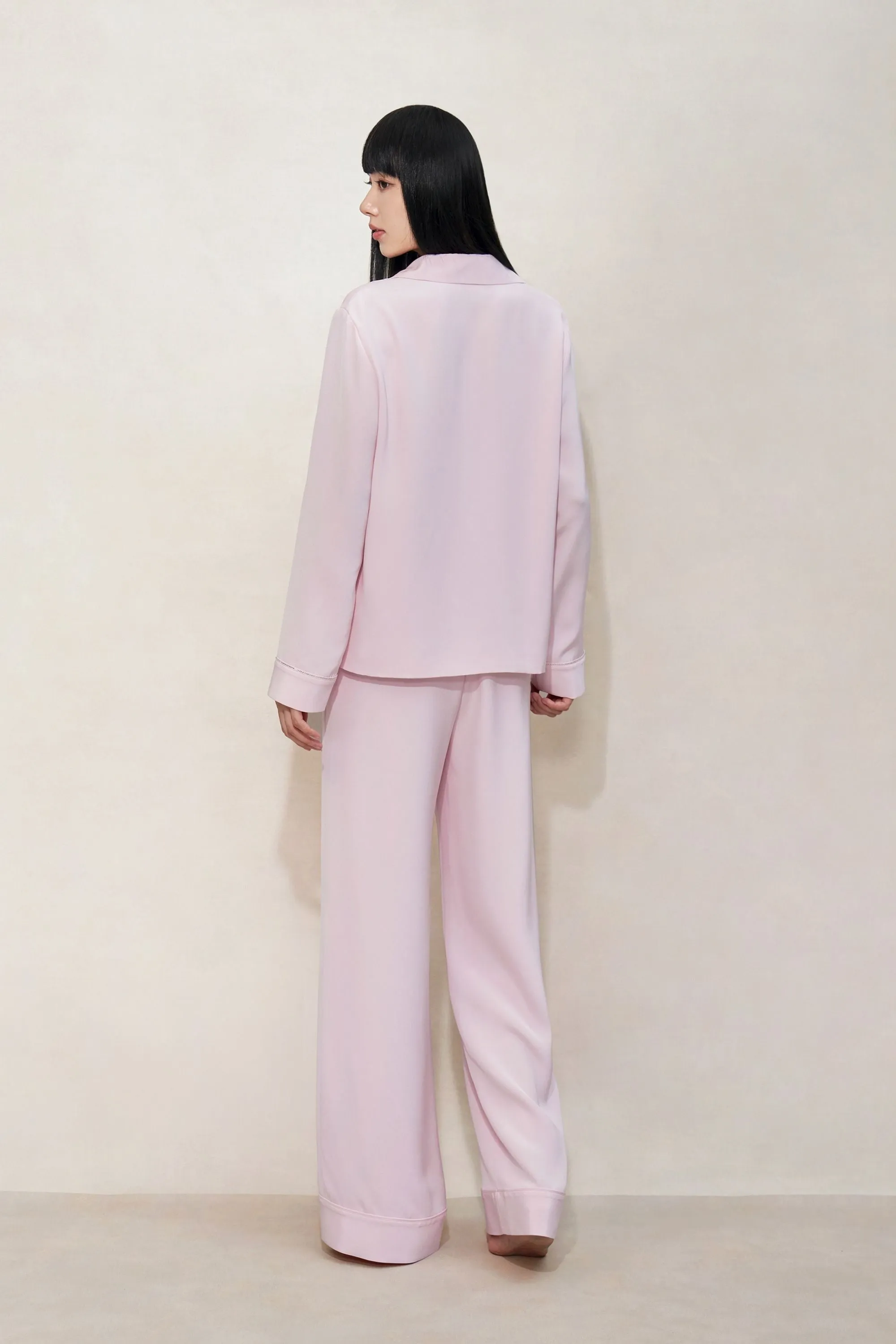 Pastel Pink Silk Pyjama Set