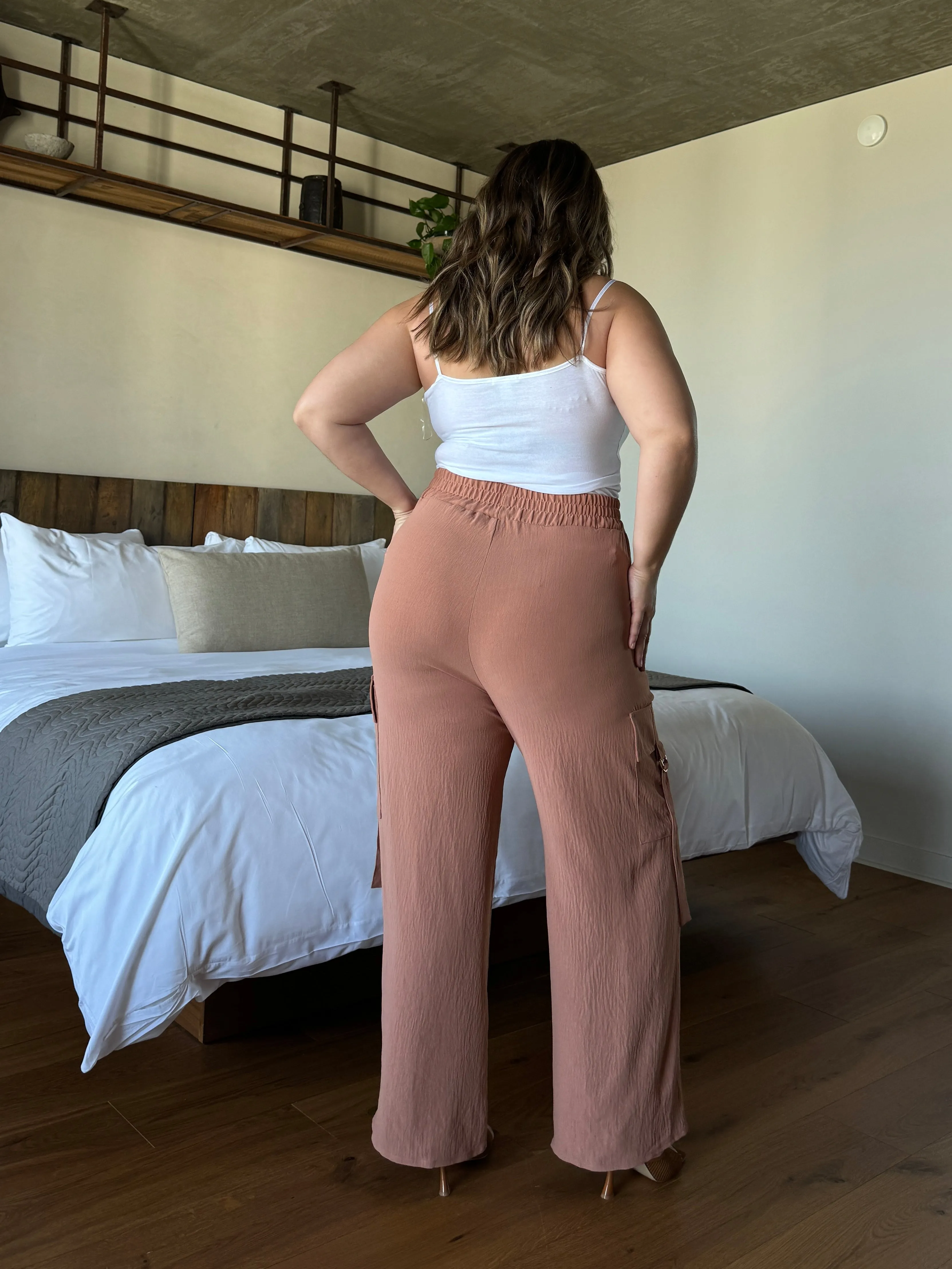 Plus Size Wide Leg Cargo Trousers